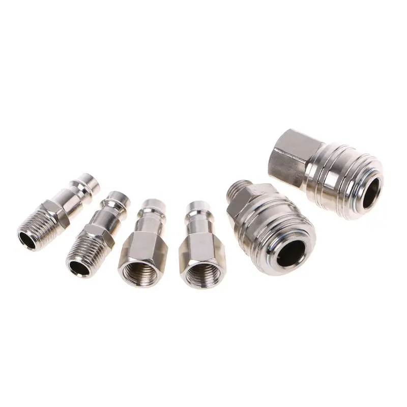 

6pcs Gas Air Pipe Quick Connectors Kit High Pressure Air Line Hose Compressor Fitting