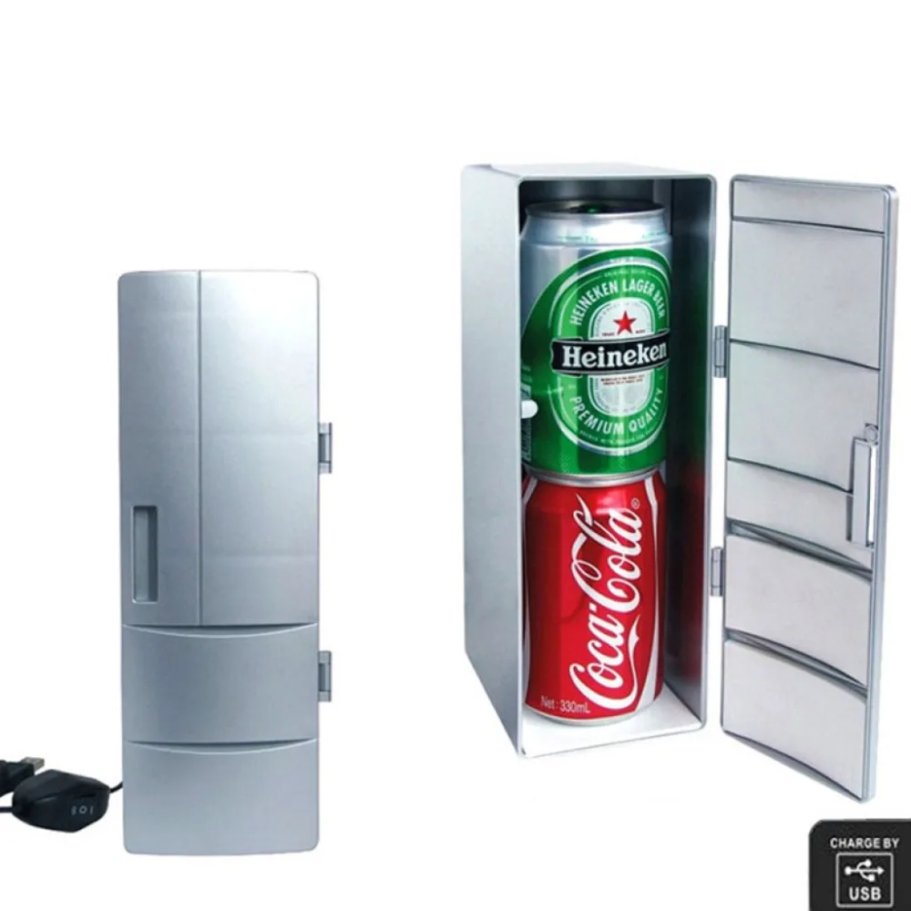 Мини-холодильник с USB морозильной камерой, банки для напитков, пива, охладитель, теплее, холодильник для путешествий, холодильник для автомобиля, офиса, переносной мини-холодильник