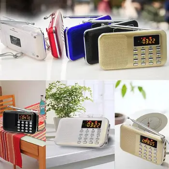 

Mini Portable LCD Digital Stereo FM Radio Speaker with LED Light and 800mAh Rechargeable Battery Support USB TF Card Mp3 MusicFS