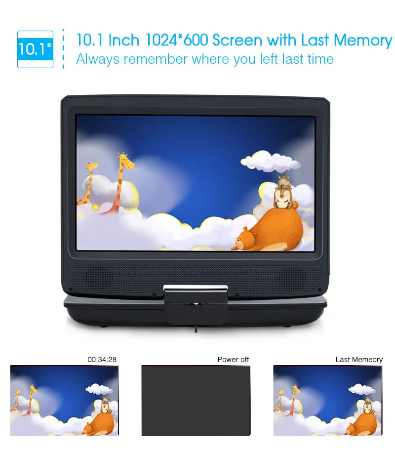 Pumpkin10''портативный Автомобильный подголовник монитор 1024*600 ЖК экран DVD видео
