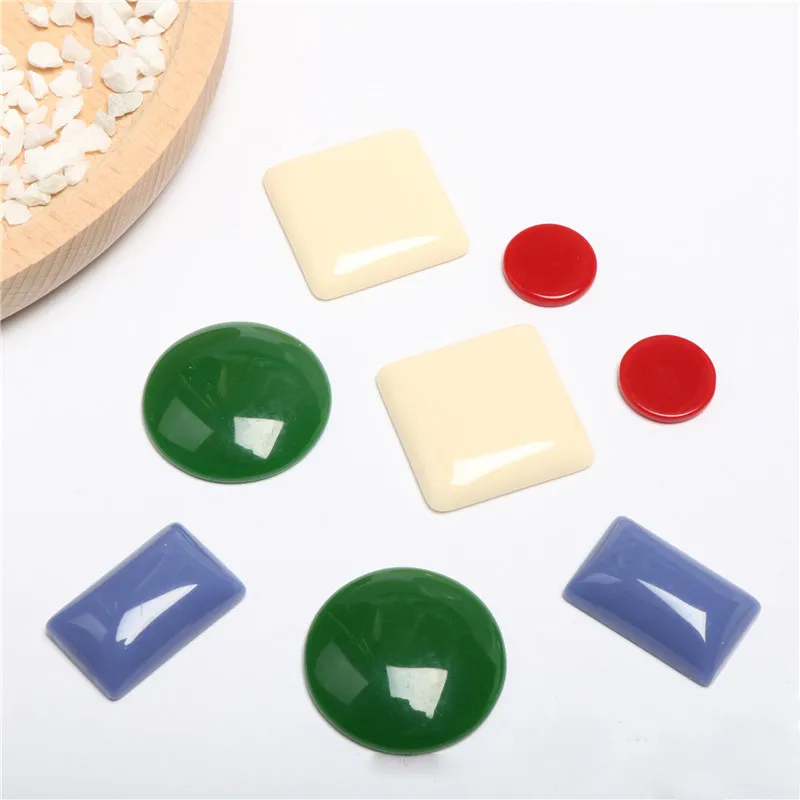 

5pcs Cute Square Cabochon Bead Ring Resin Patch Findings Diy Phone Charms Geometric Stud Earring Brooch Jewelry Making F341