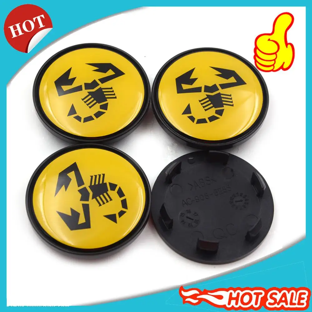 Hub covers hood front wheel center caps 4 METAL STICKERS 4 CAPS ABARTH COLOR