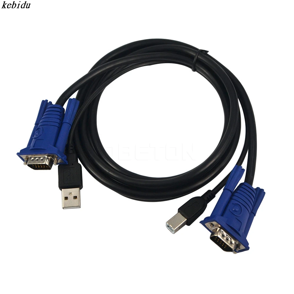 

kebidu KVM Switch 15 Pin VGA Male to Male USB A/B Cable Cord for VGA SVGA Switcher Hub Splitter Box
