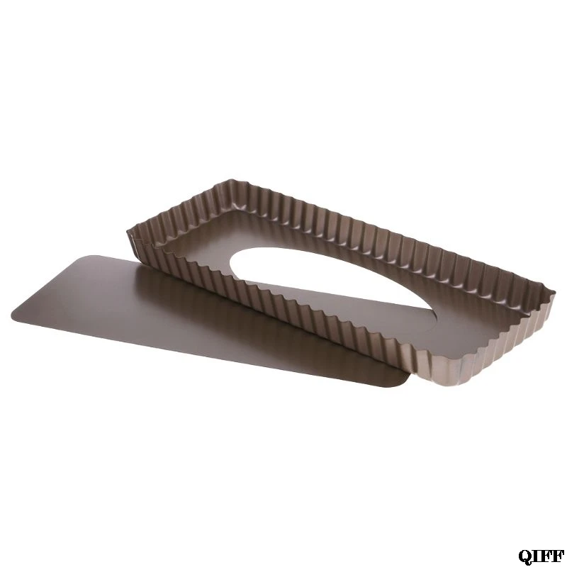 Прямая поставка и рифленый пирог форма для выпечки съемное дно антипригарное Quiche инструменты прямоугольник May28