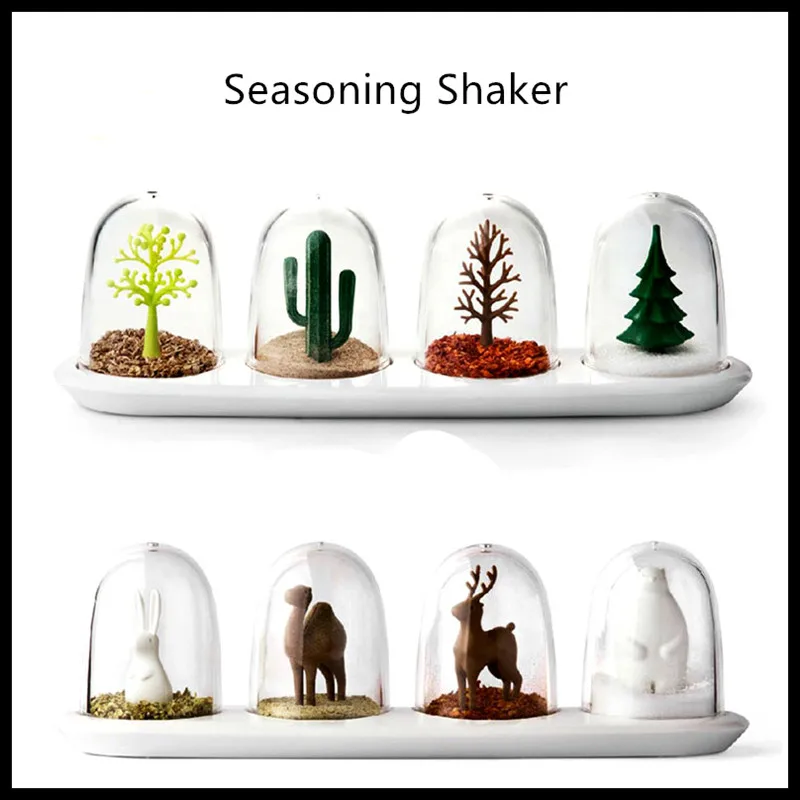 Creative Plastic Seasoning Shaker Spice Jar Spice Storage Box Salt and Pepper Shaker Condiment Container