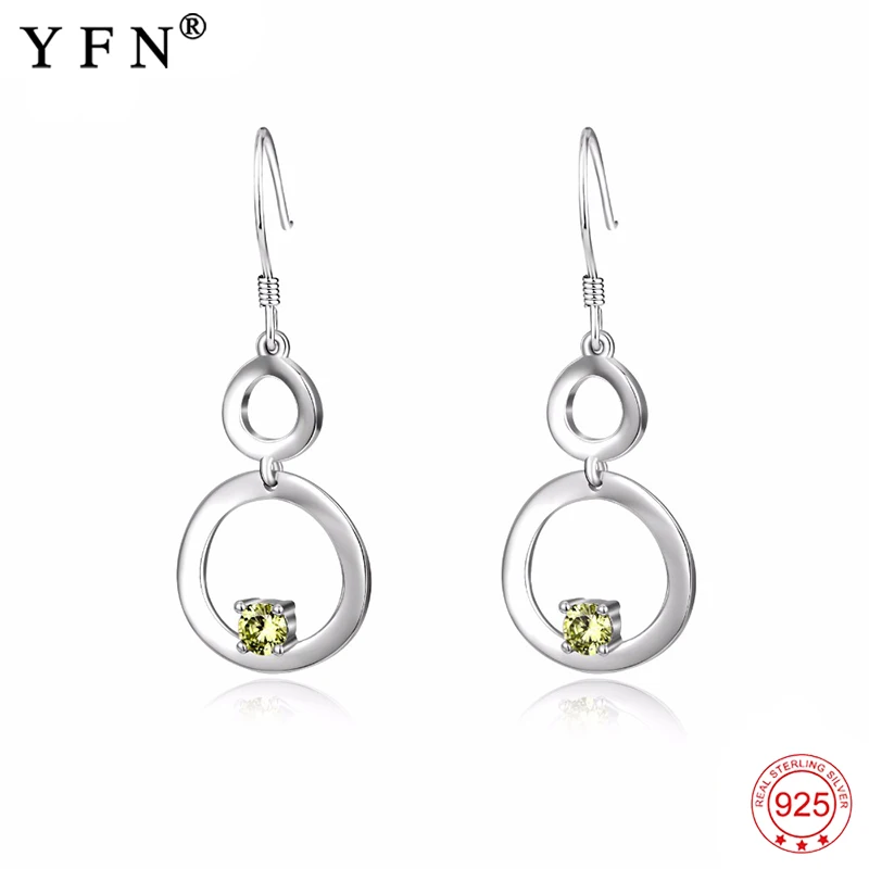 

925 Sterling Silver Earrings Sweet Infinity Love Crystal Drop Earrings Green Zircon Charming Fashion Jewelry For Women PYE0098