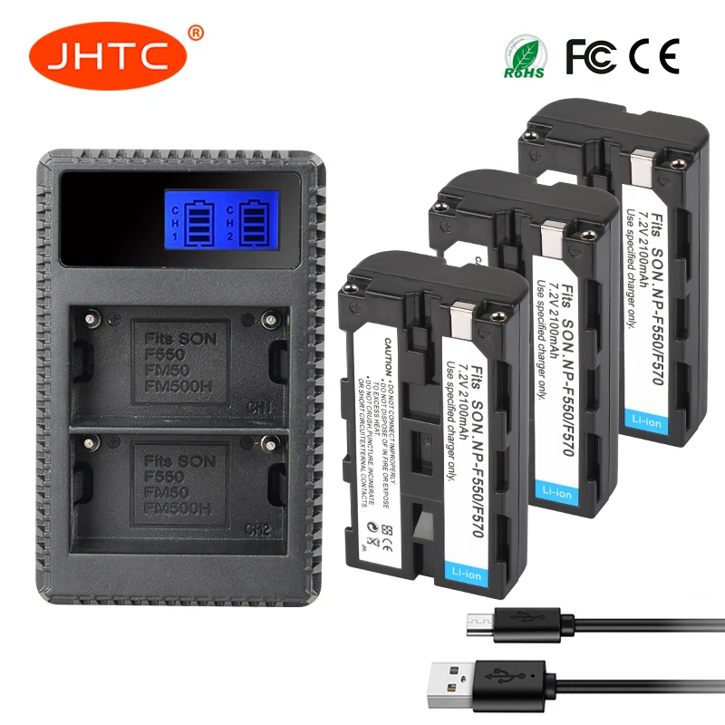 JHTC 3 шт. NP F550 F330 F530 F570 F730 батарея + LED двойное зарядное устройство для Sony F750 CCD RV100 SC5 SC9