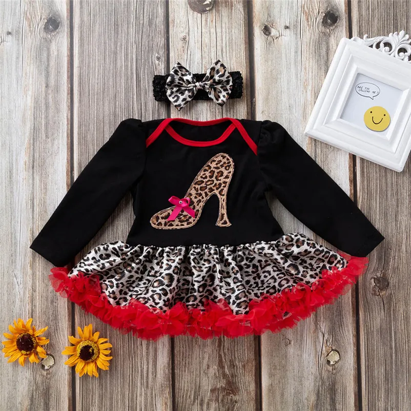 2pc long sleeve leopard print baby girls dress lovely good quality