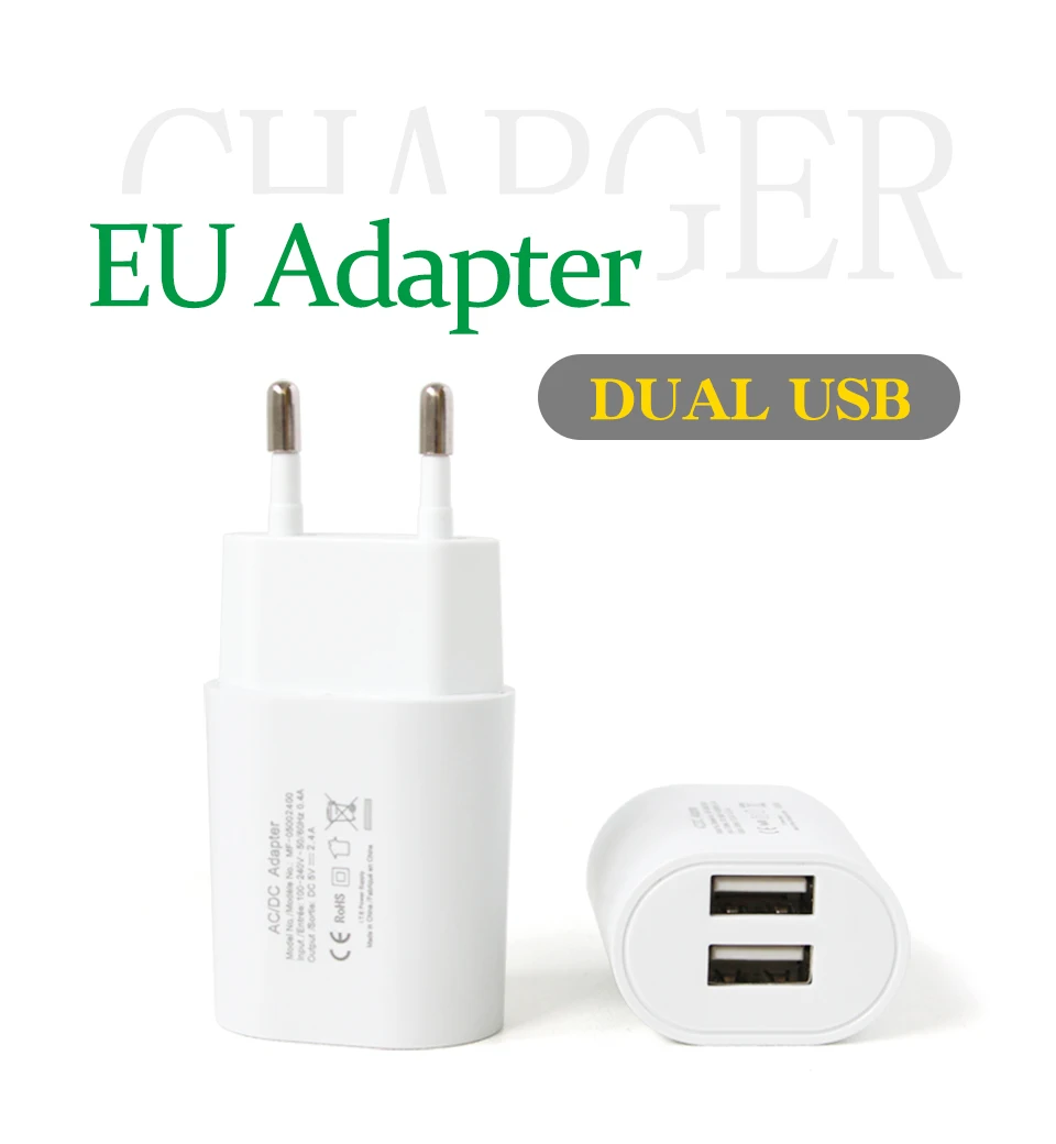 1PC EU Adapter Plug 5V2.4A Dual USB Charger For Smart Mobile Phone ACDC Adaptor Travel in Italy Switzerland Brazil France (1)