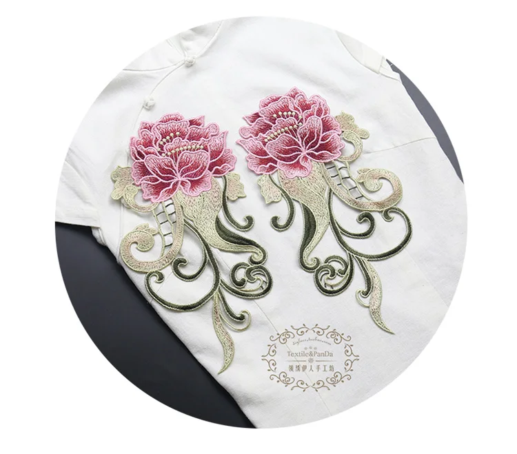 DIY пион вышивка Буйтер цветы и растения патч для рубашки сумка аксессуары ручного шитья
