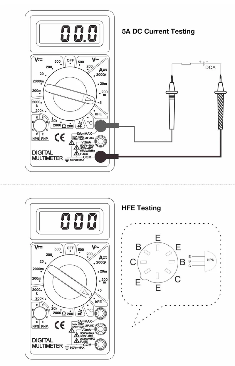 WHDZ DT838 LCD Digital Multimeter AC DC Voltage Current Diode Resistance Temperature Tester 