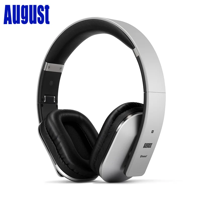 

August EP650 - Bluetooth Headphones with 3.5mm Audio In - Wireless or Wired Stereo Headset with NFC Tap to Connect- Silver
