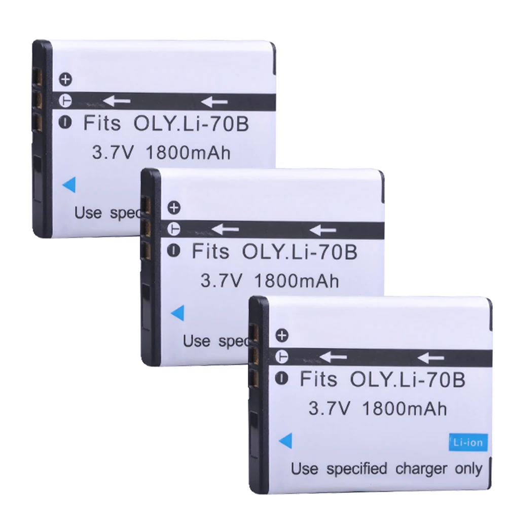 

3Pcs 1800mAh Li-70B Li 70B Camera Battery for Olympus FE-4020 FE-4040 FE4020 FE4040 X940 D705 FE5040 D-705 D-710 VG-110 VG-140