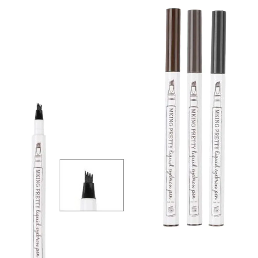 4 Colors Microblading Eyebrow Tattoo Pen 4 Head Fine Sketch Liquid Eyebrow Pencil Waterproof Tattoo Eye Brow Pen