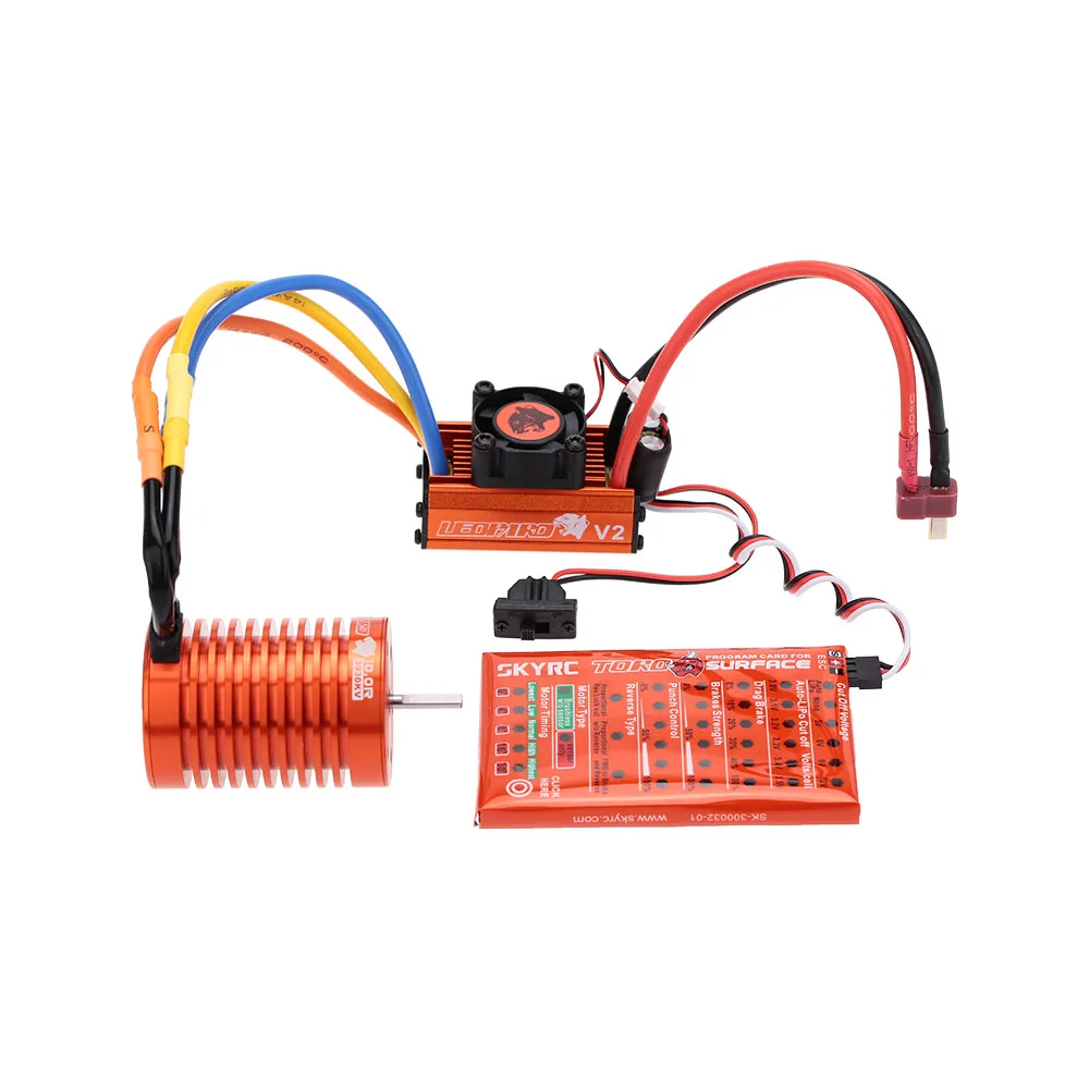 

SKYRC 10T 3930KV Brushless Motor & 60A Brushless ESC with 5V/2A BEC Linear Mode & Program Card Combo Set for 1/10 RC Car
