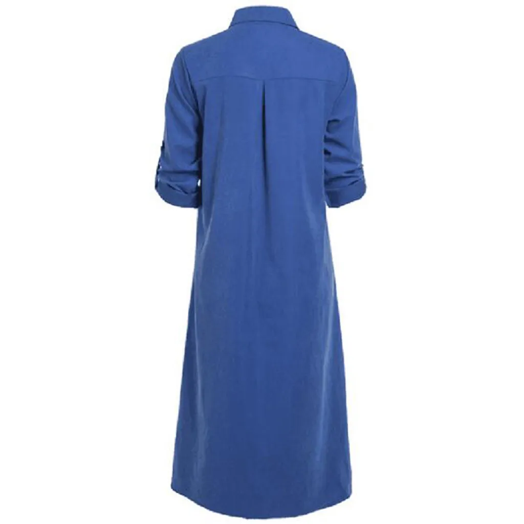 Женское свободное платье рубашка на пуговицах пляжное с карманами лето