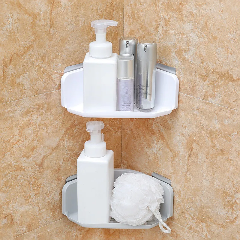 Suction Cup Corner Shower Shelf Bathroom Shampoo Shower Shelf Holder Kitchen Storage Rack Organizer Gargle Case Wall Mounted