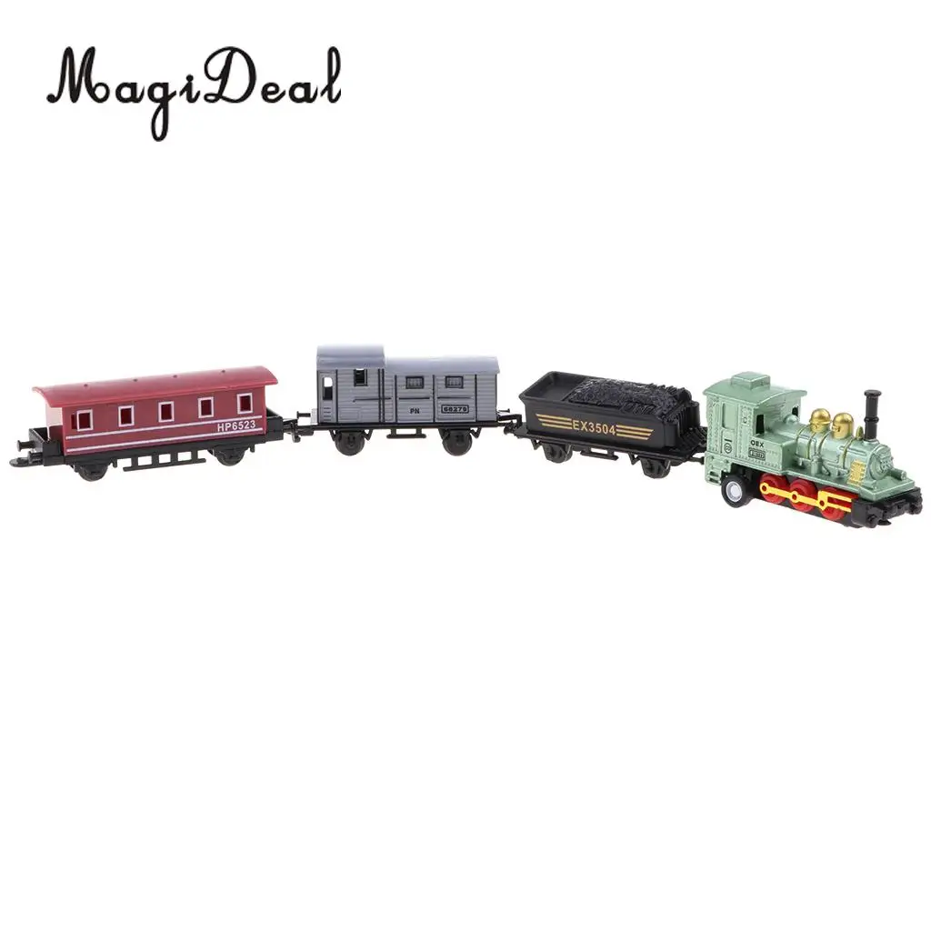 Green Pull Back Locomotive Steam Train Toy Set for Kids Toddler Party Favors