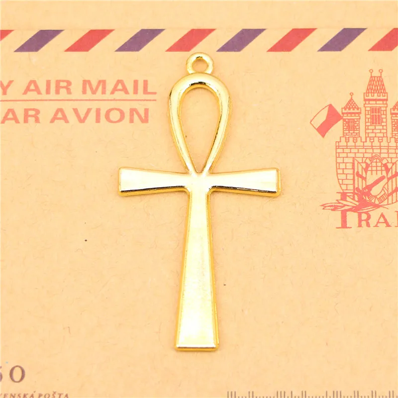 

6pcs Tibetan Gold cross egyptian ankh life symbol Charms Pendants for Jewelry Making DIY Handmade Craft 52*28mm