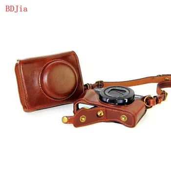 

New Luxury Leather Camera Case For Canon G7XII G7X2 Digital Camera PU Leather Camera Bag Cover With Battery Opening + strap