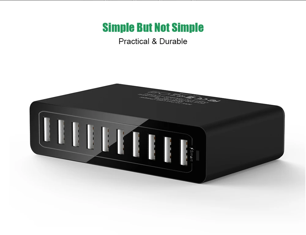 Зарядное устройство USB Multi 10 Порты 50 W настольный смарт-IQ быстрее телефон Зарядное устройство s UK/EU/US/AU разъем для IPhone, Ipad, смартфонами, Планшеты