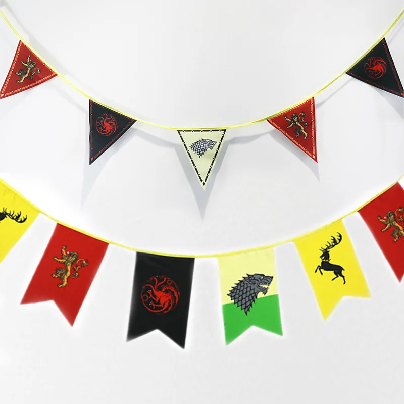 

Pennant 12Pcs/Set Game of Thrones Flag House Banners Stark KTV Bar Home School Cosplay Gift Child Event Day