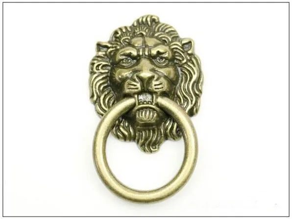European rural style furniture handle classical zinc alloy pull bronze lion head rings for cabinet or