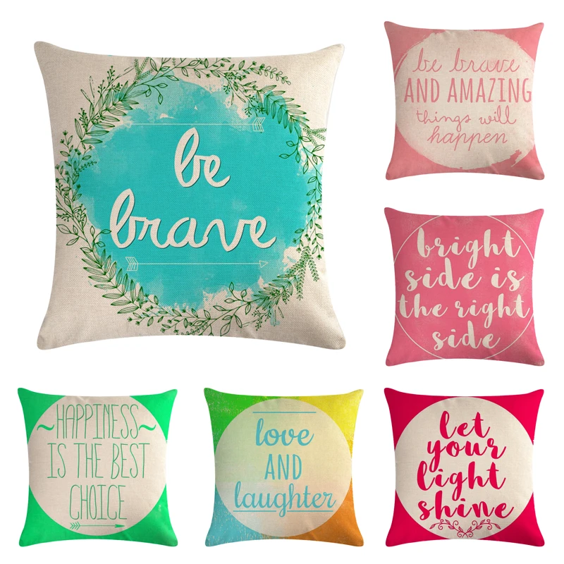 

45 * 45cm Pink Simple English Word Pattern Cushion Cover Cojines Decorativos Para Sofa Throw Pillows