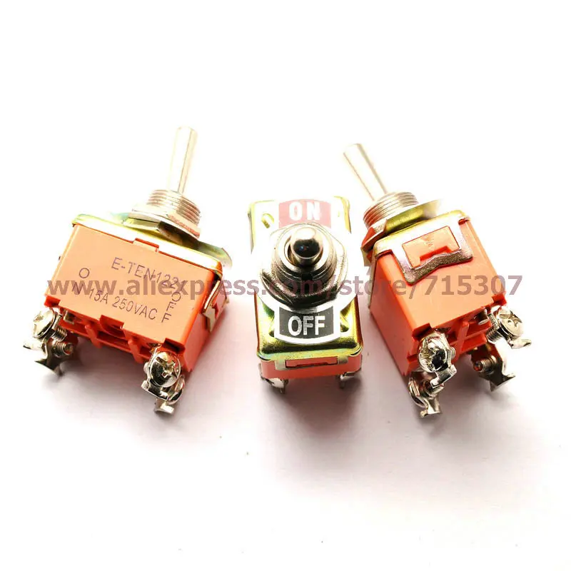 

PHISCALE 5pcs toggle switches Toggle Rocker Switches on-off E-TEN1221 with the panel 4pin 15A 250V