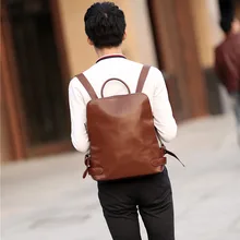 ETONWEAG New 2017 men famous brands Italian leather brown luxury school bags laptop travel bag preppy style document backpacks