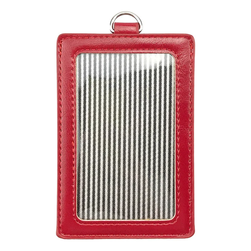 ID Card Holder with Lanyard Neck Strap Wallet Case with 3 Cards Slot Badge Holder Retractable Badge Reel with Belt Clip - Цвет: red card Holder