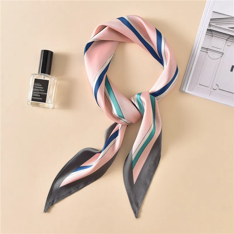 

Silk Scarf Women 2018 Spring New Small Point Decorative Striped Scarf Long triangle Head Scarf Bag Decorative Scarves