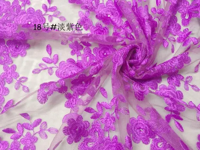 color 18 Французская кружевная ткань высокого качества африканский тюль вышитый цветок Прозрачная Чистая кружевная ткань для нигерийского свадебного платья - Цвет: color 18
