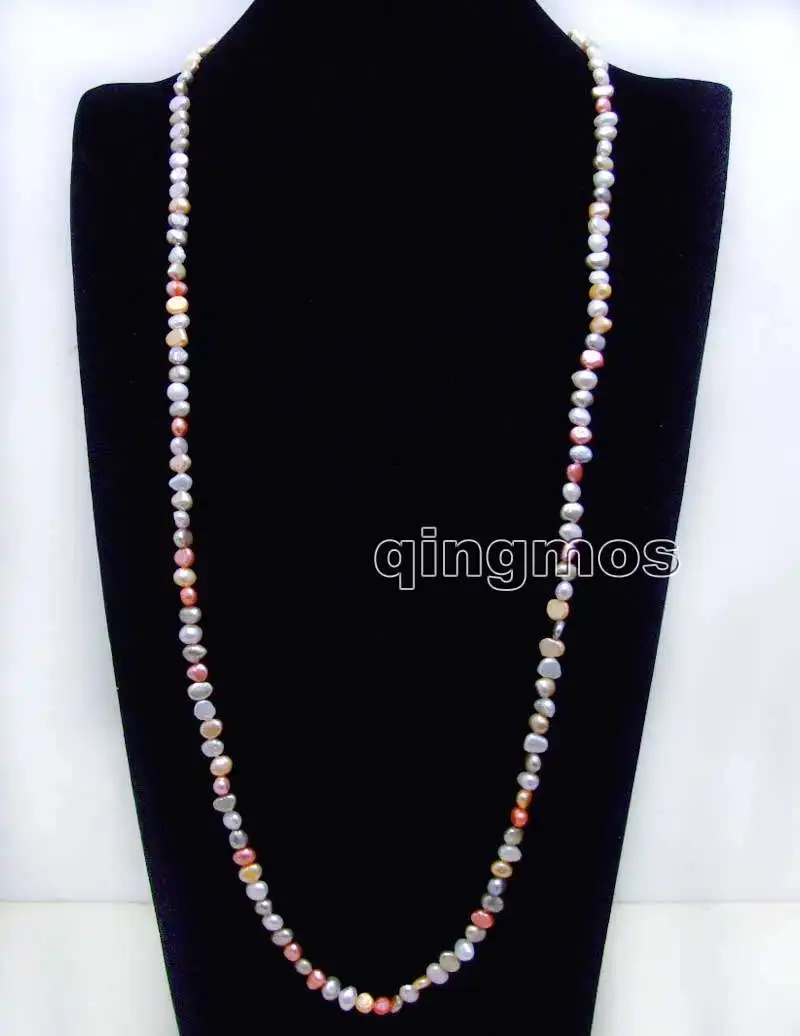 Модные длинные 4" натуральные разноцветные 6-7 мм пресноводные жемчужины в стиле барокко necklace-nec6241 оптом/в розницу