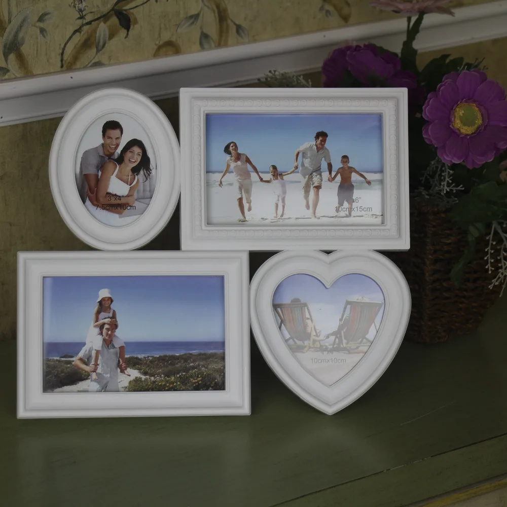 Happy Family Photo Frame With Four Pictures 4x6" Hanging For Home