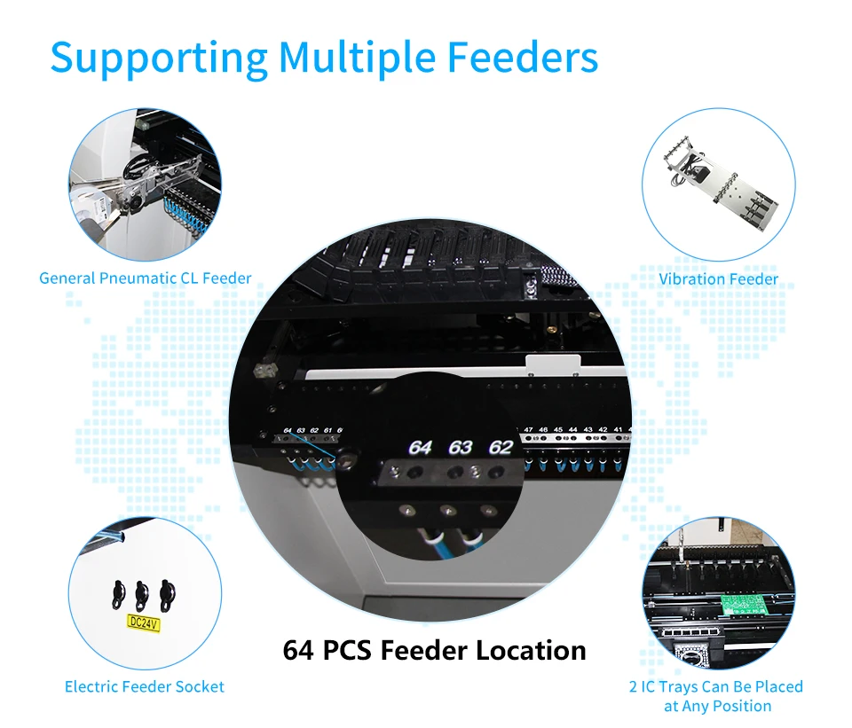 PCB сборочный станок SMD Монтажная машина SMT производственная сборочная линия с 64 шт фидера расположение и 6 головок размещения