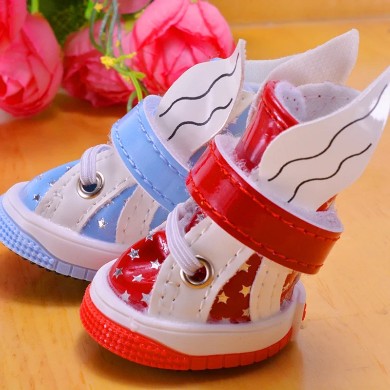 Angle Bling Star Clothing Yorkie Dog Shoes Casual Red Blue Autumn PU