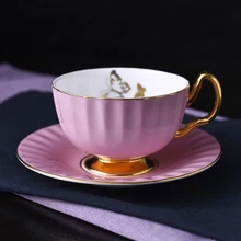 

English style ceramic cup, coffee cup, saucer, originality pleated solid color Phnom Penh butterfly cup
