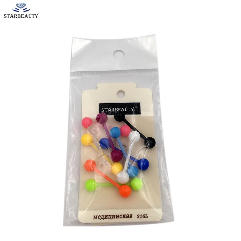 

Wholesales 2Pcs Acrylic Tongue Pierced Nipple Ring Barbell Body Piercing Jewelry Percing Tongue Ring Studs Barbell Bars Ring