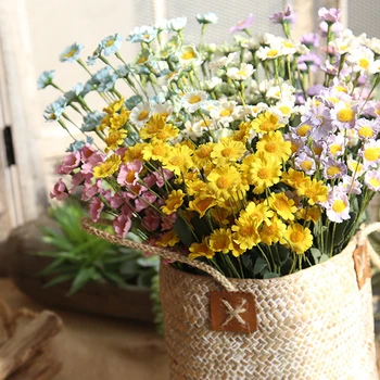 15 HeadsBranch Colorful Artificial Flowers Silk Daisy Flowers Fake Flowers DIY Wedding Party Decoration Home Vases Decoration