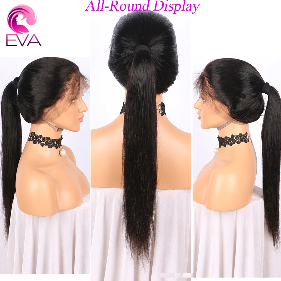 Straight Full Lace Human Hair Wigs With Baby Hair Pre Plucked Hairline Lace Wigs Bleached Knots EVA Hair Brazilian Remy Hair
