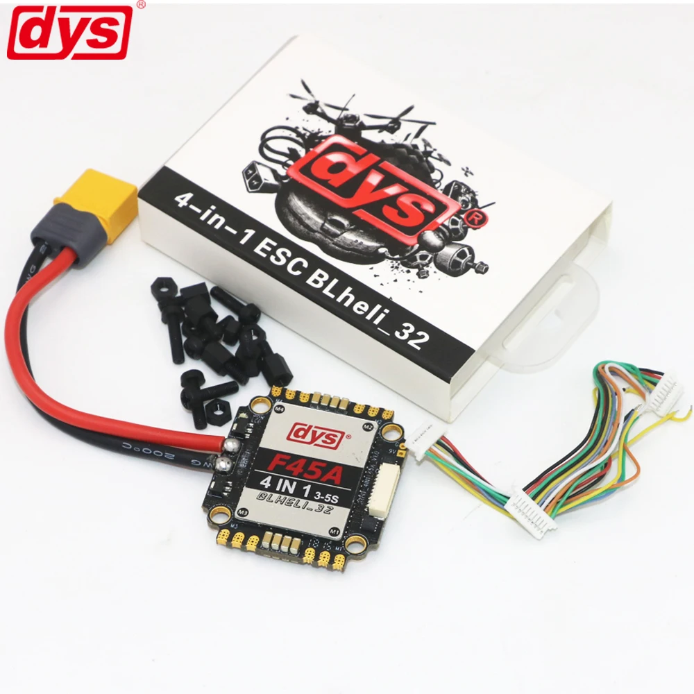 

DYS Aria F45A 45A ESC 4in1 Blheli_32 3~5S Lipo 5V/3A & 9V/1.5A BEC 4 in 1 Brushless ESC Dshot 1200 for FPV Racing Multicopter