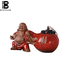 Креативный бутик Чай Caddy керамики Чай угги Еда герметичный контейнер для хранения резной Майтрейя статуя Будды домашнего декора