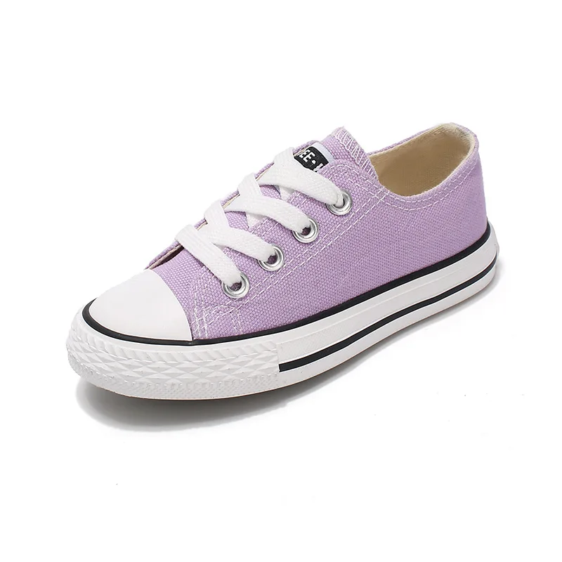 Toddler Girl Sneakers Boy Shoes Kids Jelly Color Canvas Shoes Casual Lace Up Classic Flats Children Shoes for Student C07182 - Цвет: Purpe