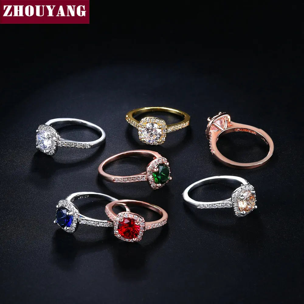Silver Color Exquisite Bijoux Fashion Square Wedding & Engagement Ring Made With Cubic Zirconia Jewelry R531 R559 R560