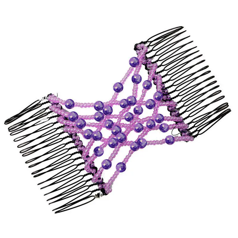 Новая модная женская заколка для волос Волшебная эластичная расческа для волос женские аксессуары для волос ювелирные изделия винтажная щетка для волос головной убор - Цвет: Фиолетовый