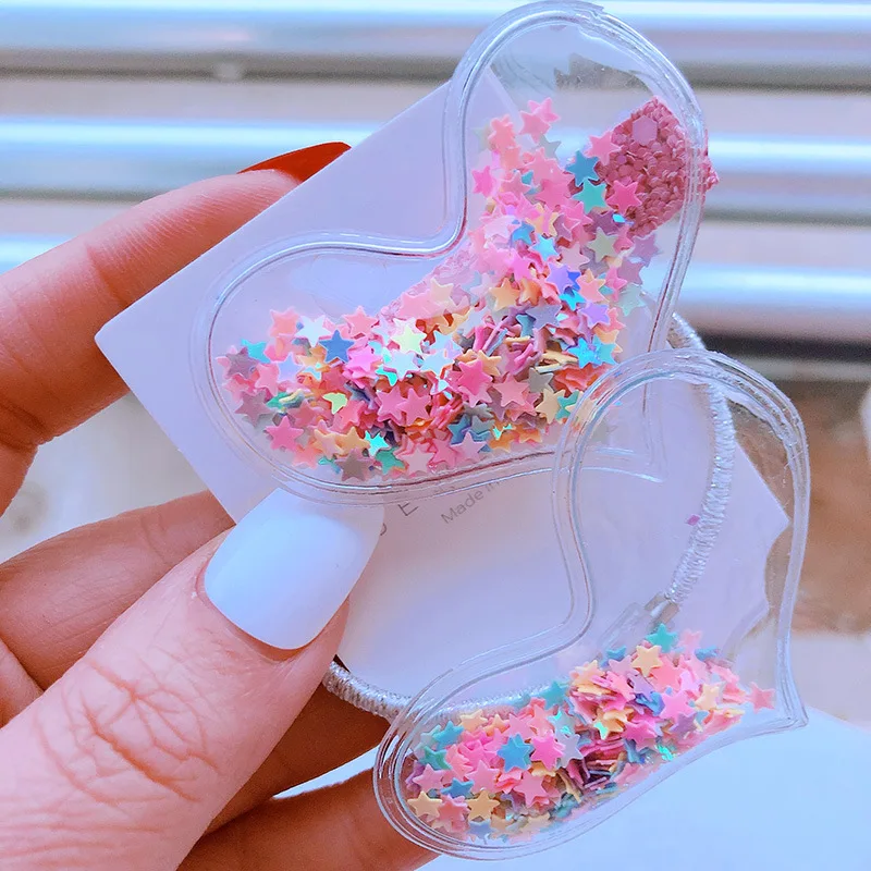 

Girl Hair Clip Min Wisp Clip Newborn Shinning Star Heart Hairpin quicksand Infant elastic hair band Baby Girls Sequins Hairpin