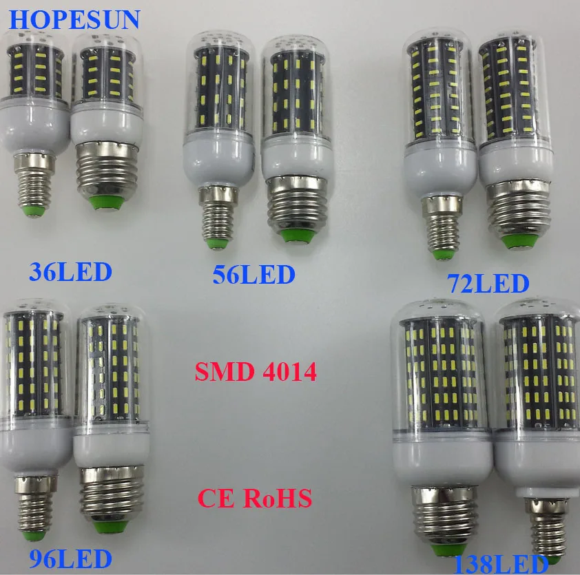 SMD 4014 лампада E27 E14 220V 110V 36LED 56LED 72LED 96LED 138 Светодиодная лампа ампулы точечная