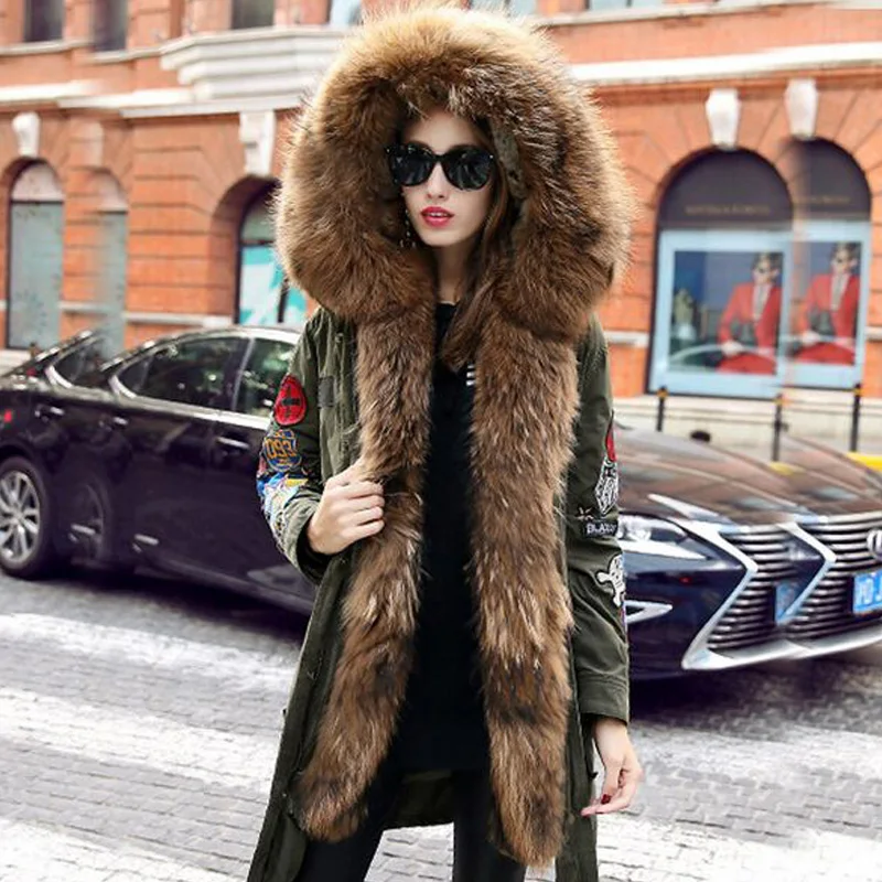 Куртка женская зимняя длинная из натурального меха енота|fur down|fur furfur natural |
