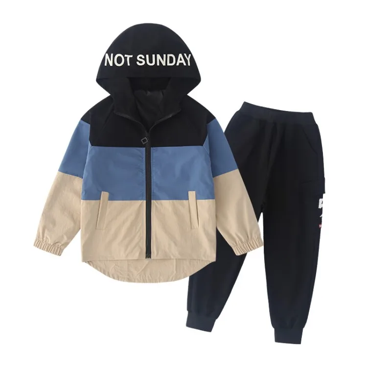 New Arrivals Spring autumn Children's Clothing Set 5-15 years Fashion Tracksuit For Boys Sports Suit patchwork Clothes Sets